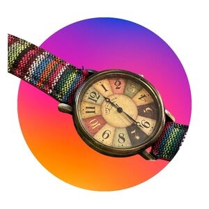 Multicolor Bohemian Style Analog Watch with Numbered Dial